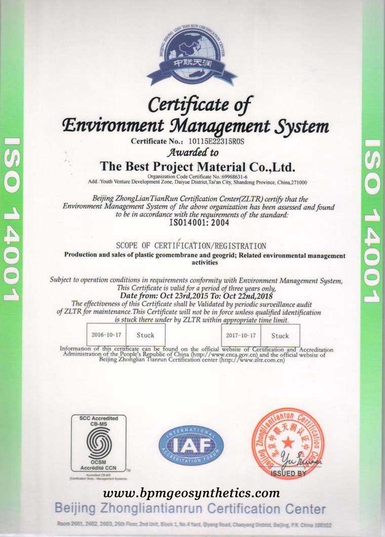 geodrid ISO14001 certificates